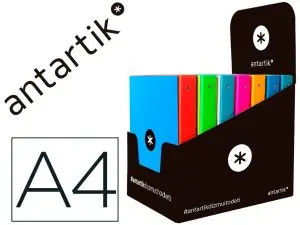 CLASSEUR ANTARTIK 4 ANNEAUX RONDS 25MM A4 CARTON REMBORDE COLORIS ASSORTIS