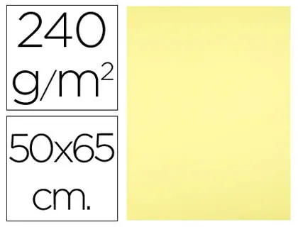 PAPIER CARTONNE LIDERPAPEL 50X65CM 240GR COLORIS JAUNE PAQUET 25 FEUILLES