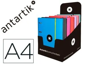 CLASSEUR ANTARTIK 4 ANNEAUX RONDS 40MM A4 CARTON REMBORDE FEUILLETS MOBILES Q5X5 COLORISASSORTIS