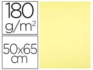 PAPIER CARTONNE LIDERPAPEL 50X65CM 180GR COLORIS JAUNE   CLAIR