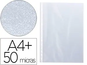 POCHETTE Q-CONNECT POLYPROPYLENE GRAINE PERFOREE FOLIO 50 MC SACHET 10 UNITES