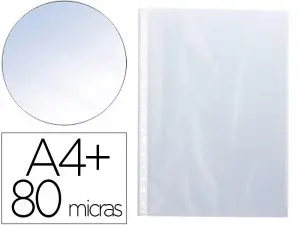 POCHETTE Q-CONNECT POLYPROPYLENE LISSE PERFOREE  FOLIO 80 MC CRISTAL SACHET 10 UNITES