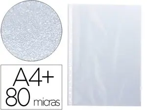 POCHETTE Q-CONNECT POLYPROPYLENE GRAINE PERFOREE FOLIO 80 MC SACHET 10 UNITES