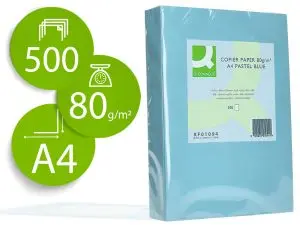 PAPIER COULEUR Q-CONNECT MULTIFONCTION A4 80G/M2 UNICOLORE CELESTE RAMETTE 500 FEUILLES