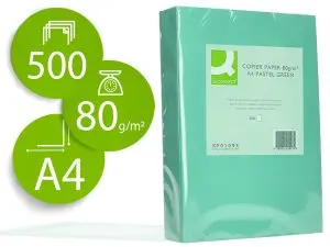 PAPIER COULEUR Q-CONNECT MULTIFONCTION A4 80G/M2 UNICOLORE VERT RAMETTE 500 FEUILLES