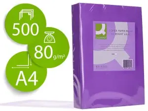 PAPIER COULEUR Q-CONNECT MULTIFONCTION A4 80G/M2 UNICOLORE LILAS RAMETTE 500 FEUILLES