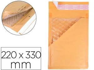 POCHETTE BULLES D'AIR Q-CONNECT 220X330MM 82G KRAFT MATELASSE RABAT DROIT AUTO-ADHESIVE SANS FENETRE LOT 50 UNITES