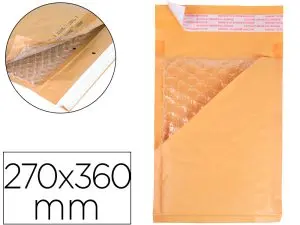 POCHETTE BULLES D'AIR Q-CONNECT 270X360MM 82G KRAFT MATELASSE RABAT DROIT AUTO-ADHESIVE SANS FENETRE LOT 50 UNITES