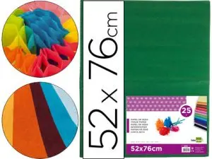 PAPIER DE SOIE LIDERPAPEL 52X76CM 18G/M2 UNICOLORE VERT FONCÉ SACHET 25F