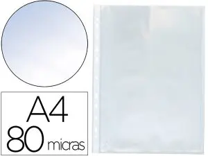 POCHETTE Q-CONNECT POLYPROPYLÈNE LISSE 8/100E PERFORÉE CRISTAL ANTISTATIQUE A4 210X297MM  SACHET 100 UNITES