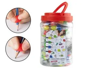 ADAPTATEUR CRAYON LIDERPAPEL PLASTIQUE IDÉAL APPRENTISSAGE ÉCRITURE GAUCHER/DROITIER COULEUR BLEU ROUGE PAQUET 2 UNITÉS