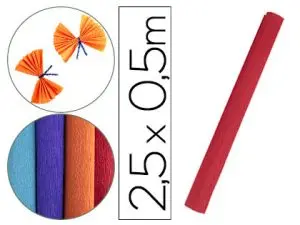PAPIER CREPON LIDERPAPEL ROULEAU 50CMX2,5M 85GR COLORIS ROUGE