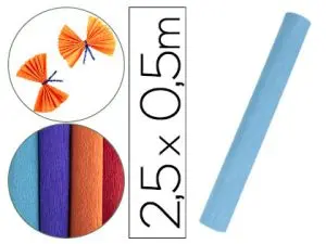 PAPIER CREPON LIDERPAPEL ROULEAU 50CMX2,5M 85GR COLORIS BLEU CIEL