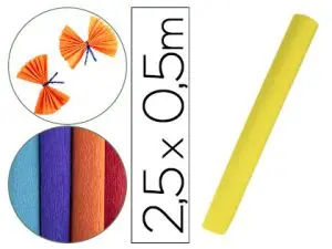 PAPIER CREPON LIDERPAPEL ROULEAU 50CMX2,5M 85GR COLORIS JAUNE