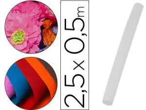 PAPIER CREPON LIDERPAPEL ROULEAU 50CMX2,5M 85GR COLORIS BLANC