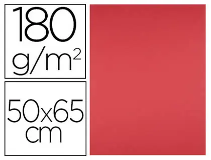 PAPIER CARTONNE LIDERPAPEL 50X65CM 180GR COLORIS ROUGE PAQUET 25 FEUILLES