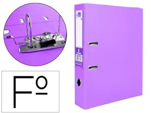 CLASSEUR LEVIER LIDERPAPEL DOCUMENTA A4+ CARTON REMBORDE DOS 75MM RADO METALLIQUE      COLORIS LILAS