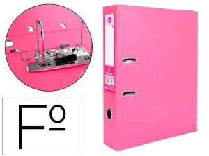 CLASSEUR LEVIER LIDERPAPEL DOCUMENTA A4+ CARTON REMBORDE DOS 75MM RADO METALLIQUE COLORIS ROSE