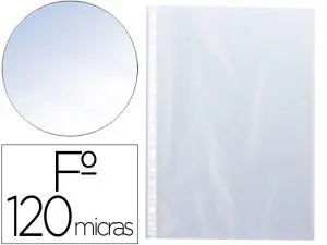 POCHETTE Q-CONNECT POLYPROPYLENE LISSE PERFOREE  FOLIO 120 MC CRISTAL SACHET   10 UNITES