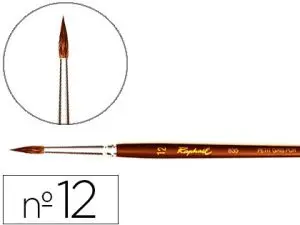 PINCEAU RAPHAËL PETIT GRIS PUR Nº12 MANCHE COURT LAQUÉ MARRON VIROLE ALUMINIUM ANODISÉ