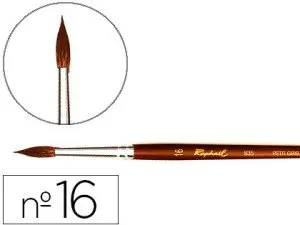 PINCEAU RAPHAËL PETIT GRIS PUR Nº16 MANCHE COURT LAQUÉ MARRON VIROLE ALUMINIUM ANODISÉ