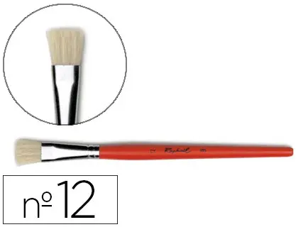 BROSSE PLATE RAPHAËL SOIE DE PORC Nº12 VIROLE FER BLANC NICKELÉ