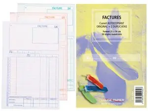 MANIFOLD ROUGE PAPIER 140X210MM 50 TRIPLIS FACTURES